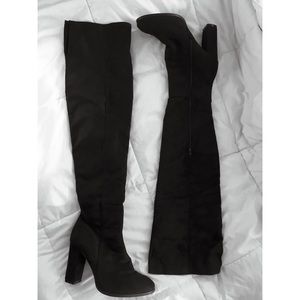 Shoes - Daisy Street Black Heeled Over the Knee Boots Shoes - Daisy Street Black Heeled Over the Knee Boots